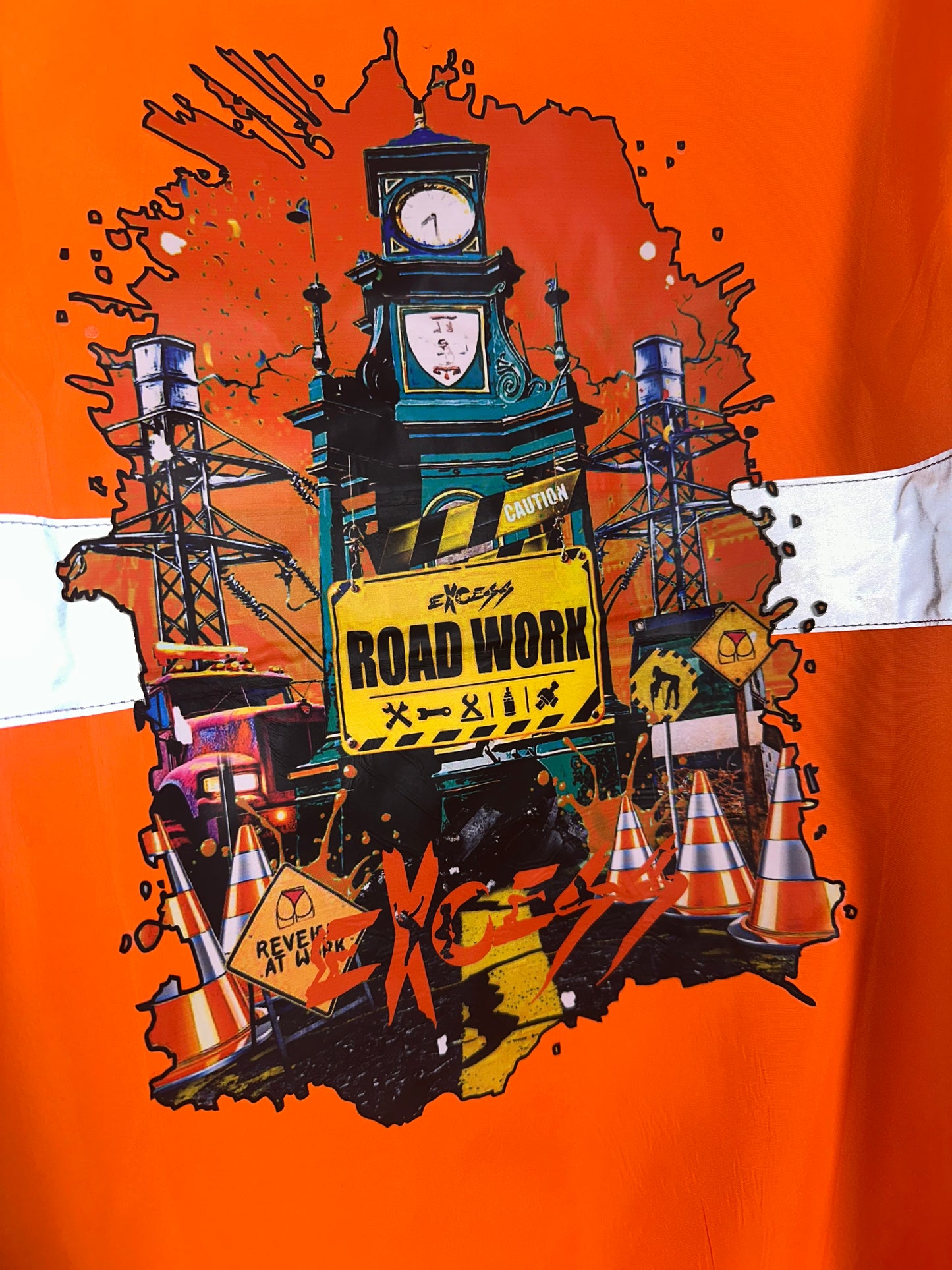 RoadWork Waterproof Construction Windbreaker - Highlighted Orange