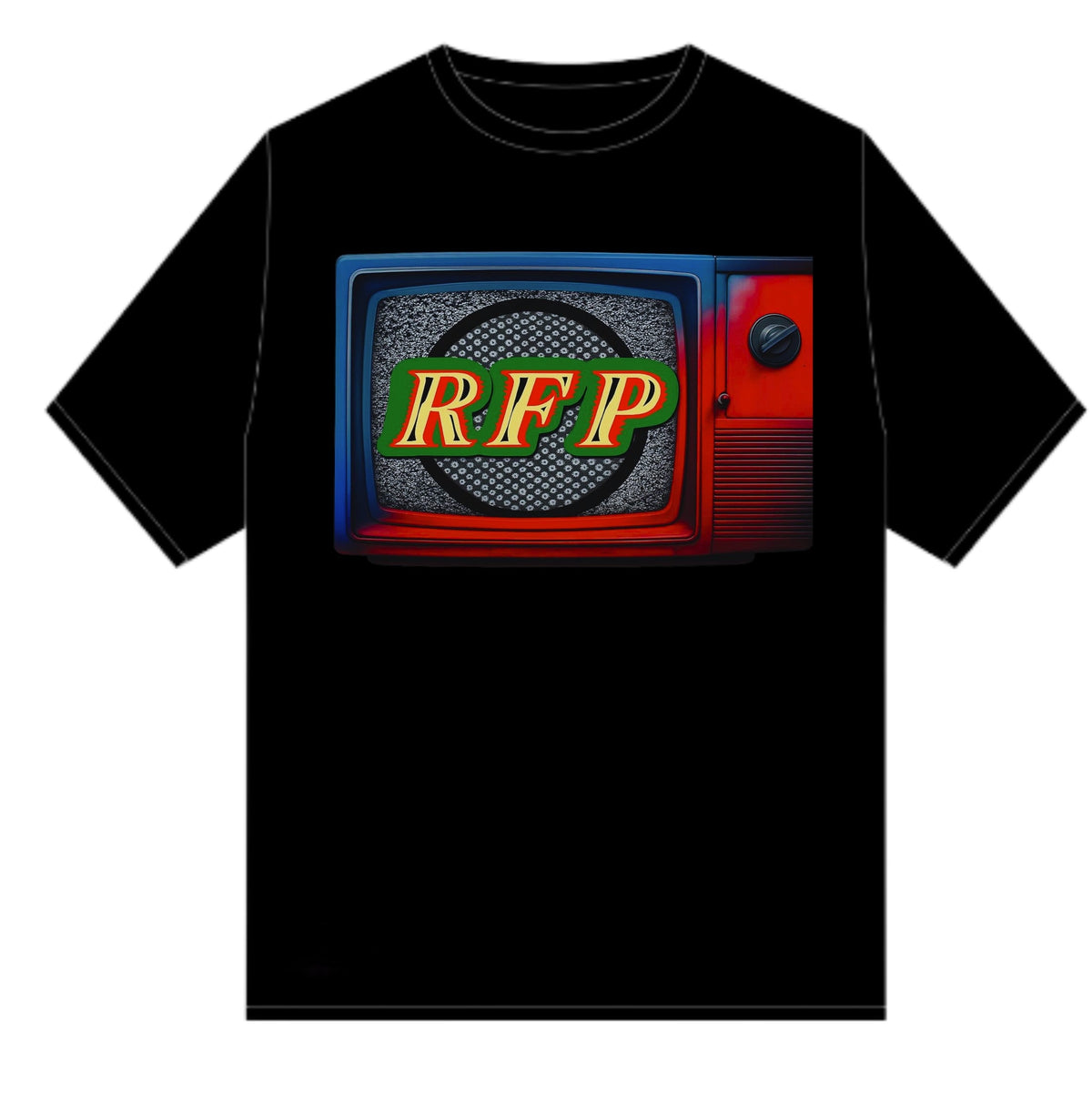 RFP Large Retro TV Tee — front, centered RFP TV graphic