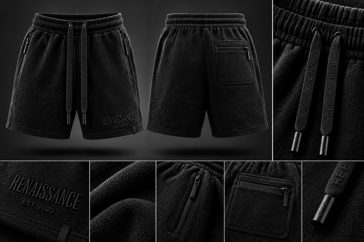 Renaissance Form 1 FW 26 short black design mockup